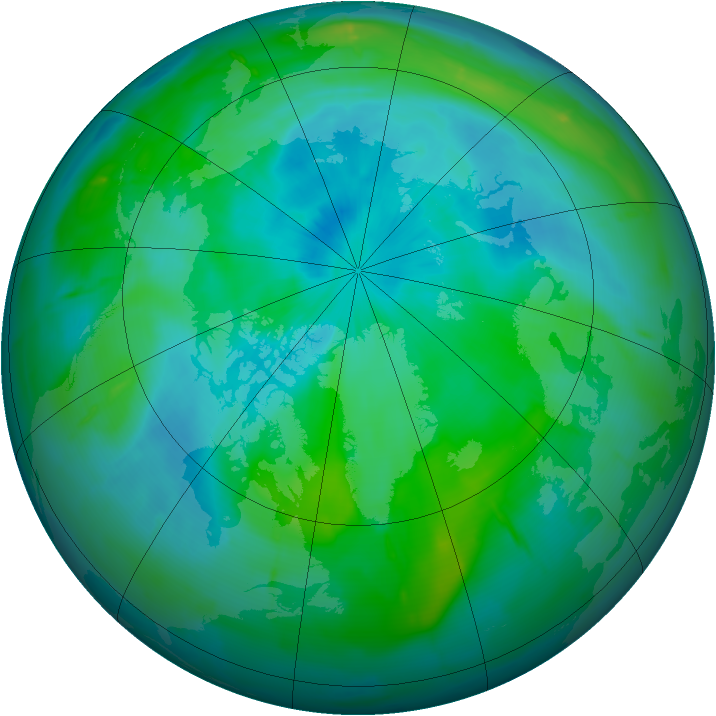 Arctic ozone map for 07 September 2009